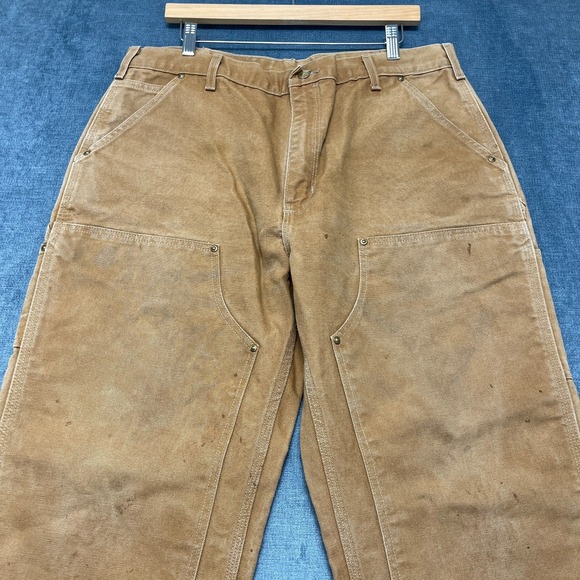 VTG USA Made Double Knee Carhartt Pants Mens 38x30 Brown Straight Leg - Picture 10 of 16